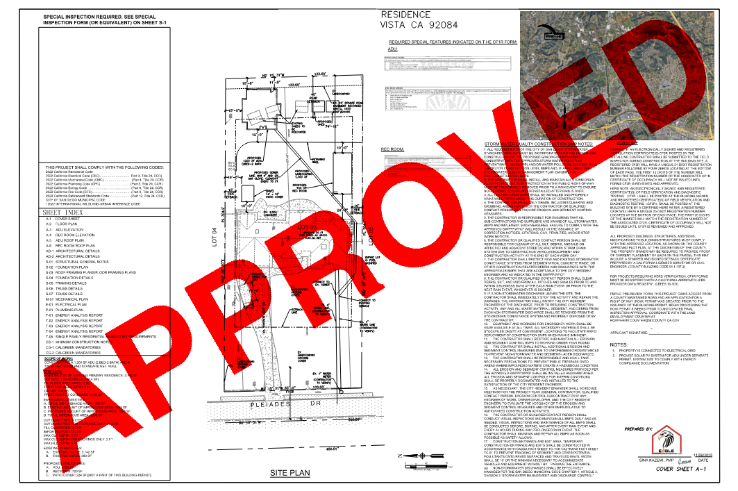 Permit-approved plan sheet 4, engineered and stamped by Eagle Construction & Engineering
