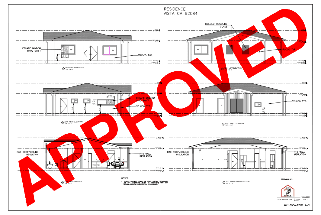 Permit-approved plan sheet 5, engineered and stamped by Eagle Construction & Engineering