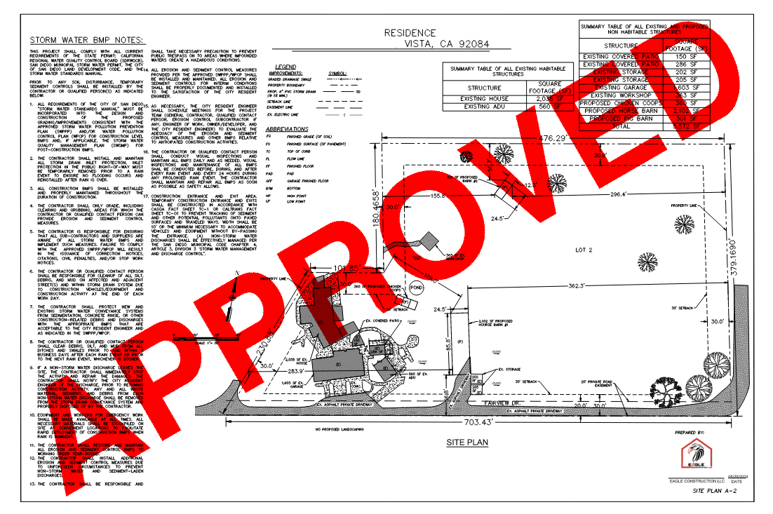 Permit-approved plan sheet 10, engineered and stamped by Eagle Construction & Engineering