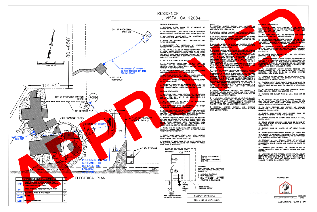 Permit-approved plan sheet 11, engineered and stamped by Eagle Construction & Engineering